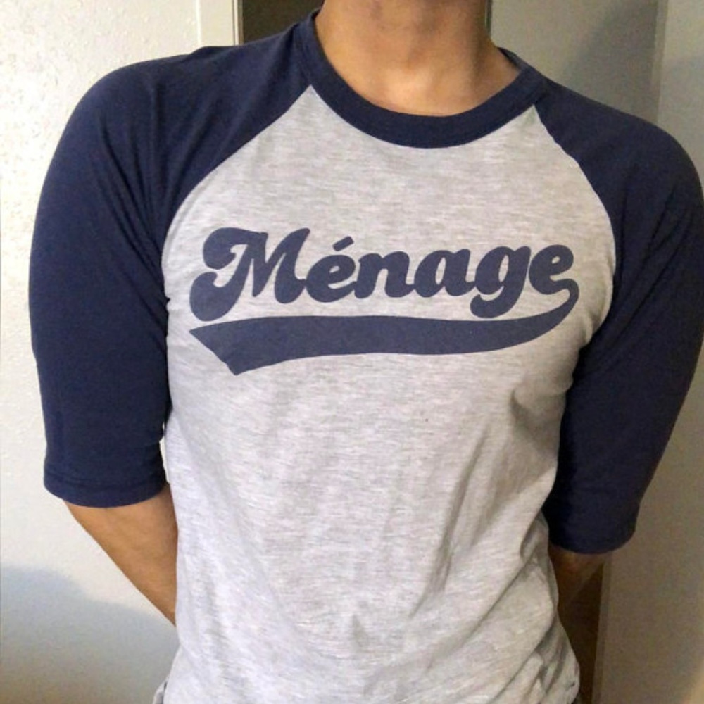 Menage a trois baseball tee